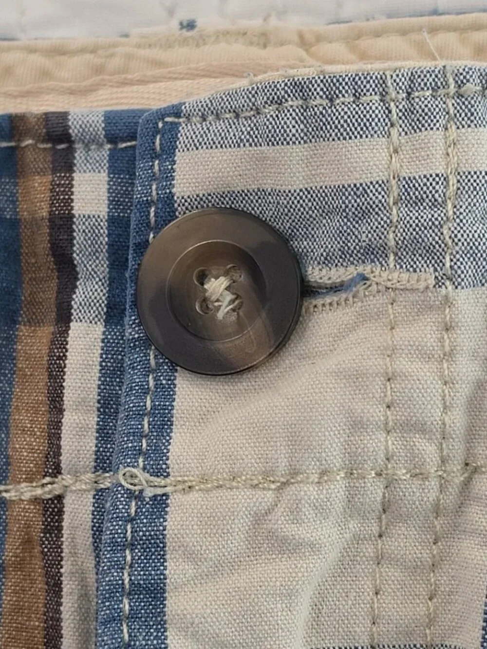 Mossimo Supply Cargo Shorts Mens 34‎ Blue Plaid 100% Cotton 6 Pockets 10